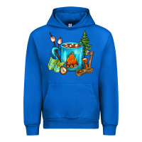 Cobalt Camping Coffee Urban Hoodie - FaDigitalArtStudio