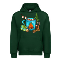 Forest Green Camping Coffee Urban Hoodie - FaDigitalArtStudio