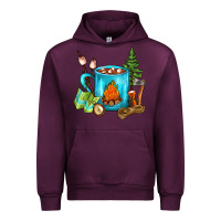 Mauve Wine Camping Coffee Urban Hoodie - FaDigitalArtStudio