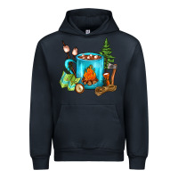 Navy Camping Coffee Urban Hoodie - FaDigitalArtStudio