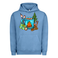 Pigment Pebble Blue Camping Coffee Urban Hoodie - FaDigitalArtStudio