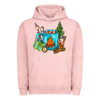 Pigment Salmon Camping Coffee Urban Hoodie - FaDigitalArtStudio