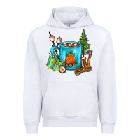 White Camping Coffee Urban Hoodie - FaDigitalArtStudio