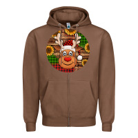 Chestnut cute reindeer head Christmas Zipper Hoodie - Jasminsmagicworld