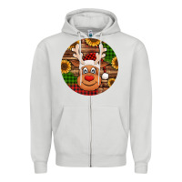 Dove Grey cute reindeer head Christmas Zipper Hoodie - Jasminsmagicworld