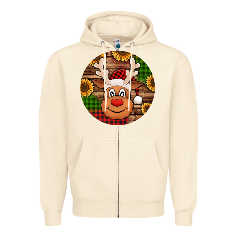 Cute Reindeer Head Christmas Zipper Hoodie by Jasminsmagicworld | Teevron