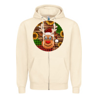 Sandshell cute reindeer head Christmas Zipper Hoodie - Jasminsmagicworld