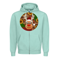 Seafoam cute reindeer head Christmas Zipper Hoodie - Jasminsmagicworld