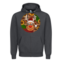 Smoke cute reindeer head Christmas Zipper Hoodie - Jasminsmagicworld