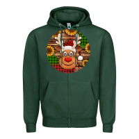Sports Green cute reindeer head Christmas Zipper Hoodie - Jasminsmagicworld