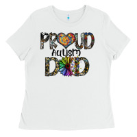 White proud autism dad Ladies Tee - SublimationCraftShop