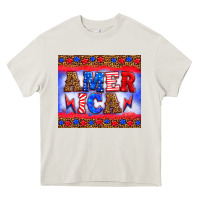 Cream america thunderbolt Heavy Core Tee - HRA Design Shop