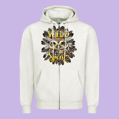 Wild Spirit Owl Zipper Hoodie Designed By Barkaloodesign
