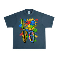 Midnight Navy autism love Urban Heavy Tee - MaliasSmallBusiness