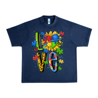Navy autism love Urban Heavy Tee - MaliasSmallBusiness