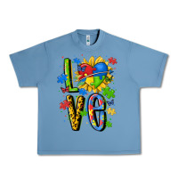 Pebble Blue autism love Urban Heavy Tee - MaliasSmallBusiness