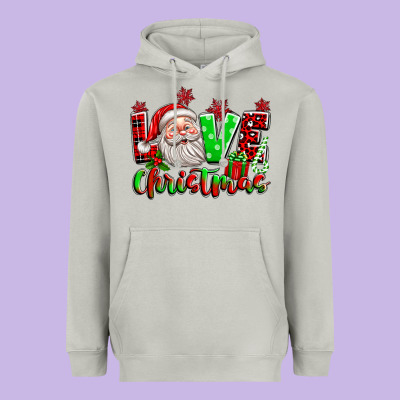 Love Christmas Santa Heavyweight Hoodie Designed By Texasbilliewilder