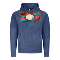 Vintage Denim western pink flovers leopard serape   license plate template Vintage Hoodie - BarkalooDesign