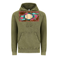 Vintage Olive western pink flovers leopard serape   license plate template Vintage Hoodie - BarkalooDesign