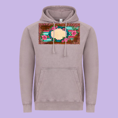 Western Pink Flovers Leopard Serape   License Plate Template Vintage Hoodie Designed By Barkaloodesign