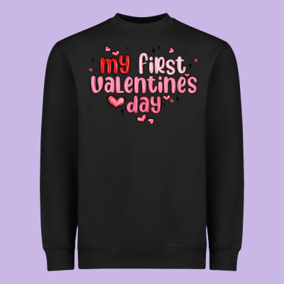 My First Valentines Day Heavyweight Sweatshirt Designed By Maliassmallbusiness
