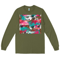Army Green leopard cowhide pink turquoise glitter Long Sleeve Tee - NancyCooperArtShop
