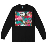 Black leopard cowhide pink turquoise glitter Long Sleeve Tee - NancyCooperArtShop