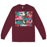 Burgundy leopard cowhide pink turquoise glitter Long Sleeve Tee - NancyCooperArtShop