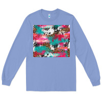 Colony Blue leopard cowhide pink turquoise glitter Long Sleeve Tee - NancyCooperArtShop