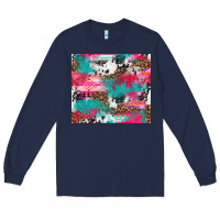 Navy leopard cowhide pink turquoise glitter Long Sleeve Tee - NancyCooperArtShop