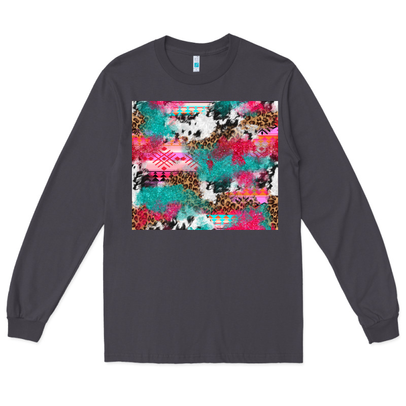 Leopard Cowhide Pink Turquoise Glitter Long Sleeve Tee by NancyCooperArtShop | Teevron