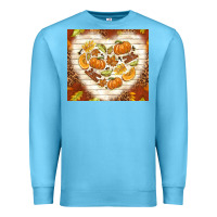 Ocean Blue fall heart with leopard Premium Sweatshirt - TumblerDesignByShophia