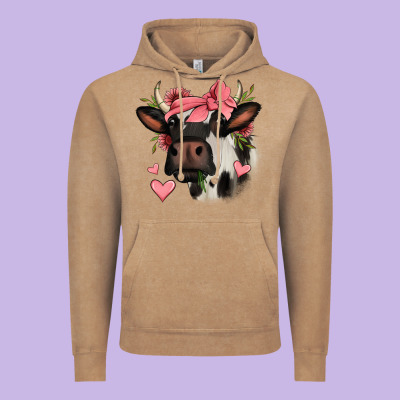 Valentines Day Cow Vintage Hoodie Designed By Jasminsmagicworld