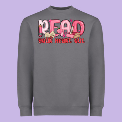 Read Your Heart Out Heavyweight Sweatshirt Designed By Maliassmallbusiness