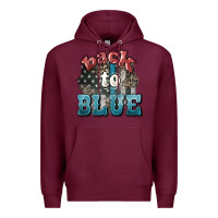 Burgundy Back to blue 4th of july Premium Hoodie - HowdyJamesFarm