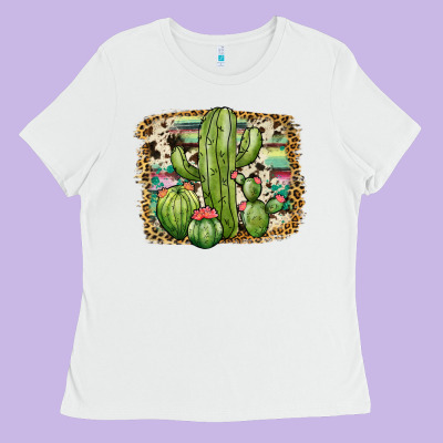 Serape Cowhide Cactus Ladies Tee Designed By Jahusdesignshop