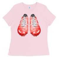 Bubblegum Pink red cleats fa element 2 Ladies Tee - FaDigitalArtStudio