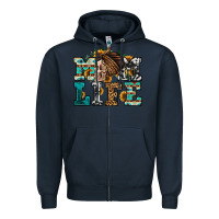 Navy western momlife skull with bandana Zipper Hoodie - Jasminsmagicworld