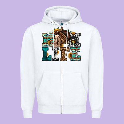 Western Momlife Skull With Bandana Zipper Hoodie Designed By Jasminsmagicworld
