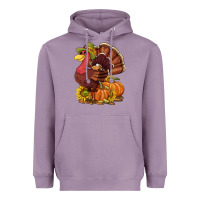 Lavender Thanksgiving turkey with pumpkin and sunflower Heavyweight Hoodie - NancyCooperArtShop