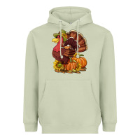 Matcha Thanksgiving turkey with pumpkin and sunflower Heavyweight Hoodie - NancyCooperArtShop