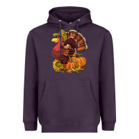 Plum Thanksgiving turkey with pumpkin and sunflower Heavyweight Hoodie - NancyCooperArtShop