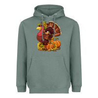Sage Thanksgiving turkey with pumpkin and sunflower Heavyweight Hoodie - NancyCooperArtShop