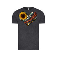 Vintage Black western sunflower cowhide  heart Vintage Tee - Jasminsmagicworld