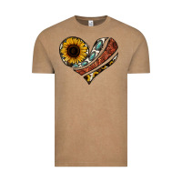 Vintage Coffee western sunflower cowhide  heart Vintage Tee - Jasminsmagicworld