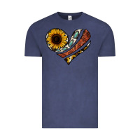 Vintage Denim western sunflower cowhide  heart Vintage Tee - Jasminsmagicworld