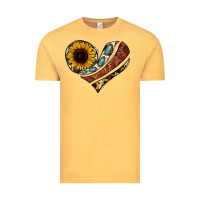 Vintage Mustard western sunflower cowhide  heart Vintage Tee - Jasminsmagicworld