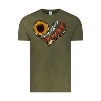 Vintage Olive western sunflower cowhide  heart Vintage Tee - Jasminsmagicworld