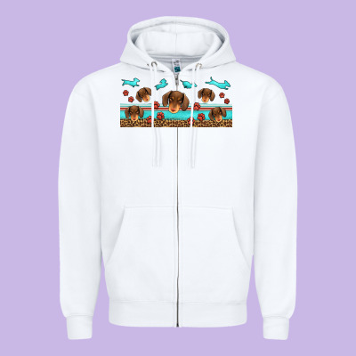 Dachshund Wiener Dog Zipper Hoodie Designed By Jasminsmagicworld
