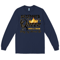 Navy december queen faith and favor living my blessed l Long Sleeve Tee - MaliasSmallBusiness